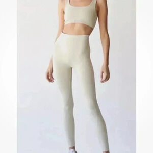 Set Active Medium Off White Tan Compression / Slimming High Rise Legging